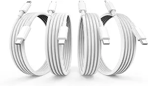 USB C to USB C Charger Cable for Apple 10ft 60w, 4 Pack Long Type C to Type C Fast Charging Cord for iPhone 15/15 Pro/15 Plus/15 Pro Max, for MacBook Pro 2020, iPad Mini 6/ Pro, iPad Air 4/5, (White)