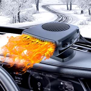 12V Car Heater,200W Portable Windshield Defogger and Defroster Fast Heating & Cooling Fans with Cigarette Lighter Plug